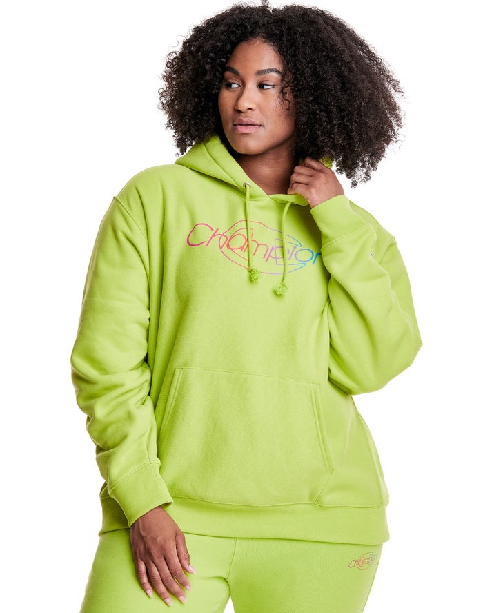 Sudadera Con Capucha Champion Mujer - Plus Reverse Weave Rainbow Logo ( Verde ) 3280576-AX